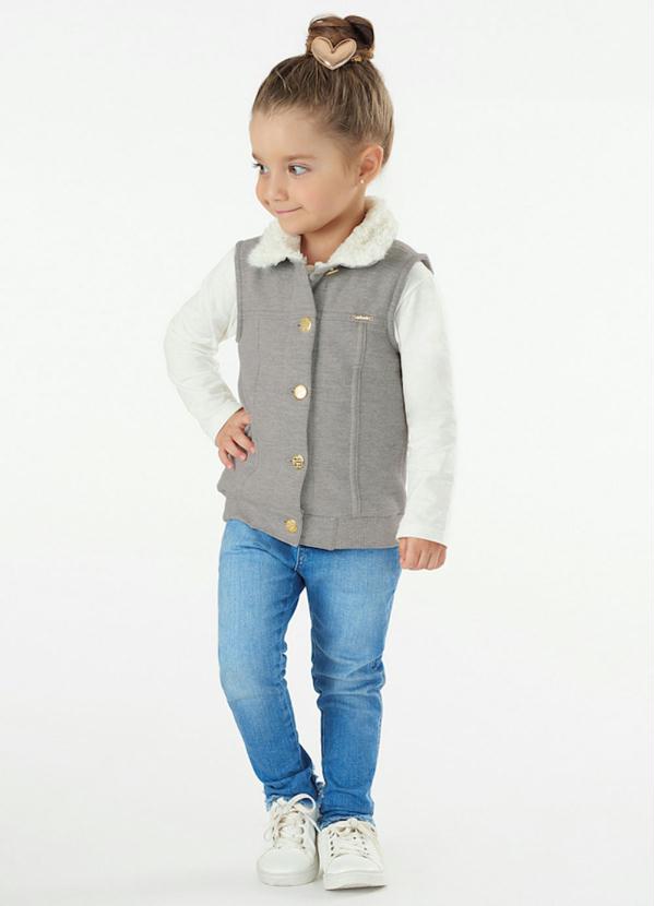 Up Baby - Colete Moletom e Pelo Sintetico Cinza 3