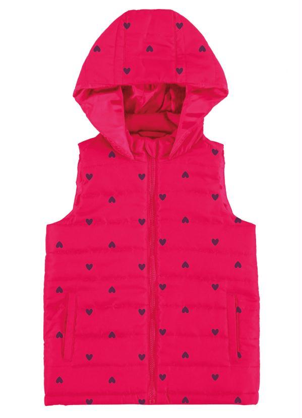 Malwee Kids - Colete Pink Corações com Capuz