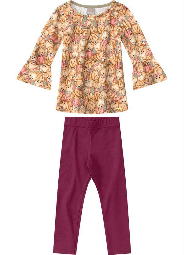 Carinhoso - Conjunto Amarelo Ursinha com Manga Sino