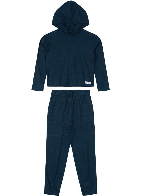 Carinhoso - Conjunto Azul Marinho Malha Canelada