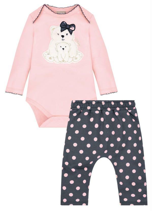 Conjunto Bebê Feminino Rosa - Milon