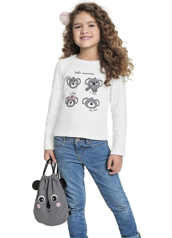 Fakini Kids - Conjunto Blusa Branca e Bolsa Coala
