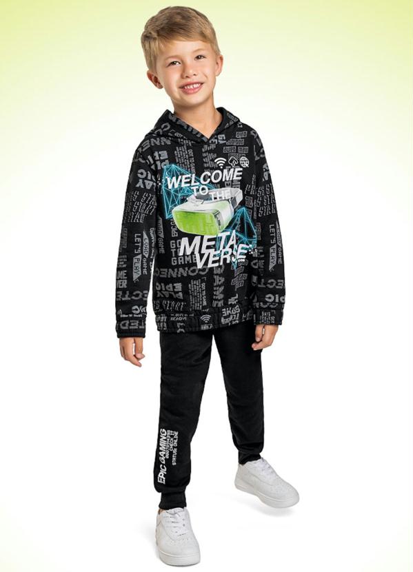 Fakini Kids - Conjunto Casaco com Capuz e Calça Preto