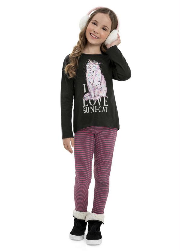 Quimby - Conjunto Infantil Blusa e Calça Preto 2