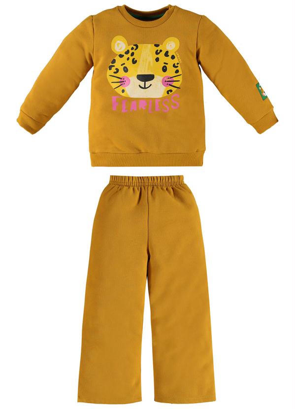 Up Baby - Conjunto Infantil Blusão e Calça Moletom Marrom 3