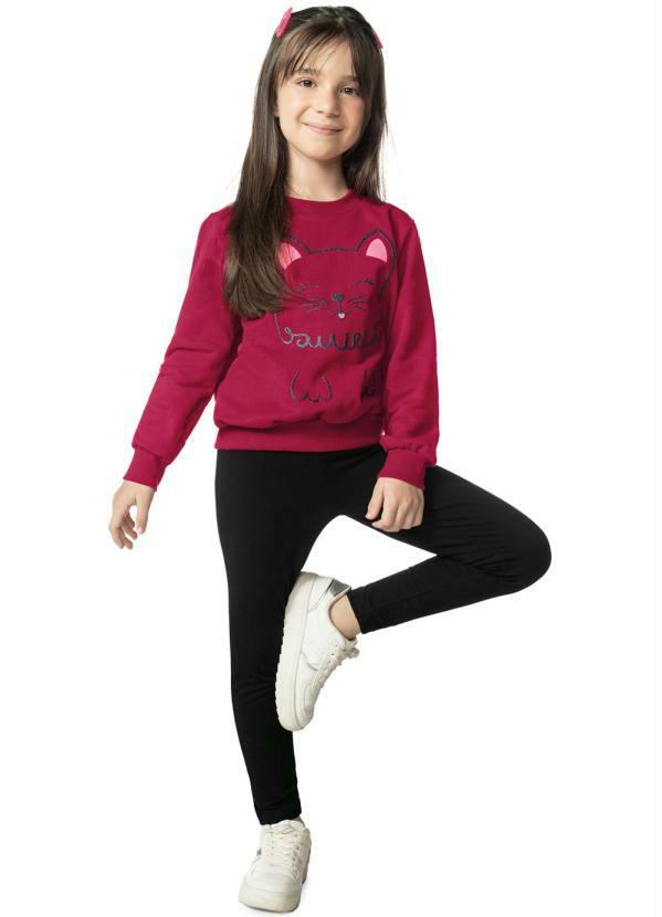 Rovi Kids - Conjunto Infantil Feminino Cat Vermelho