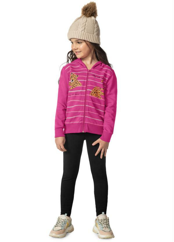 Rovi Kids - Conjunto Infantil Feminino Listrado Rosa