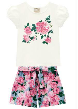 Milon - Conjunto Infantil Feminino Off White - MILON