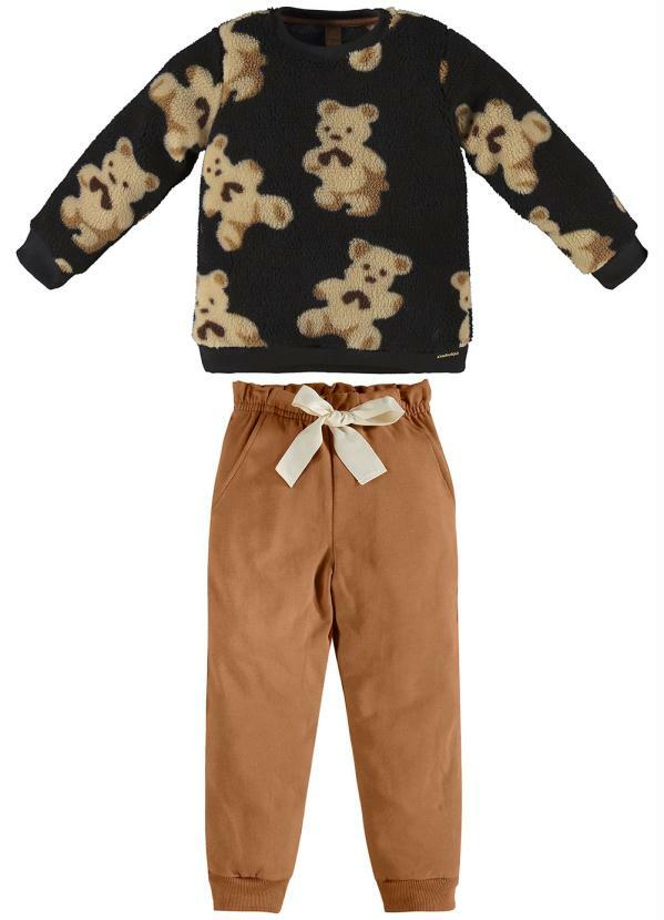 Up Baby - Conjunto Infantil Menina Blusão e Calça Preto