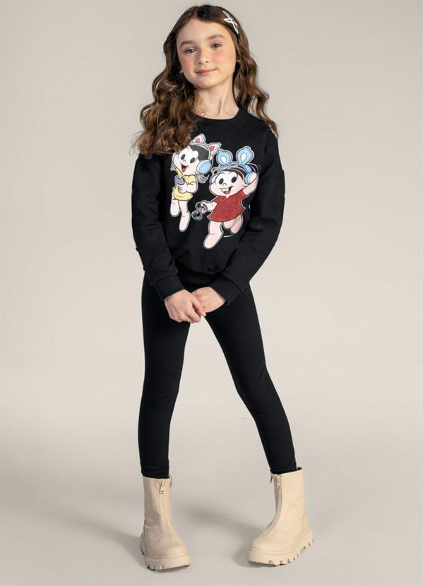 Conjunto Infantil Menina Turma da Mônica Preto - Brandili