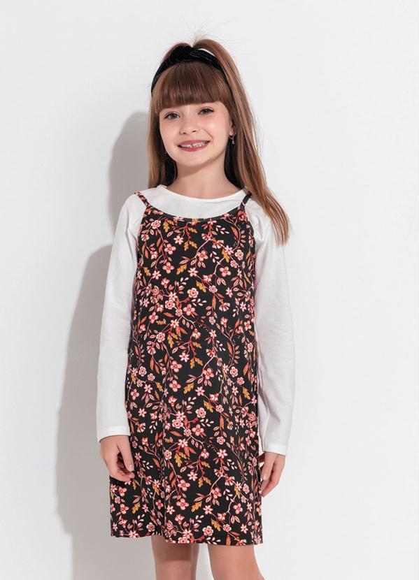 Outlet - Conjunto Infantil Off White/Floral Dark