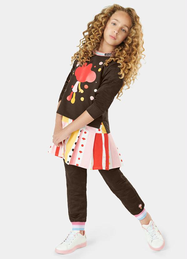 Lilica Ripilica - Conjunto Longo Moletom Menina Marrom