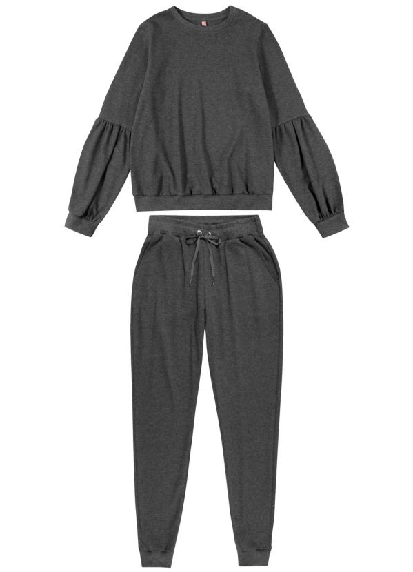Conjunto Moletom Juvenil Cinza Cativa