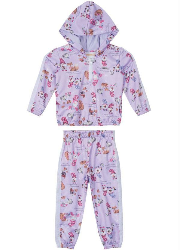 Carinhoso - Conjunto Roxo Duendes Malha Uv Menina
