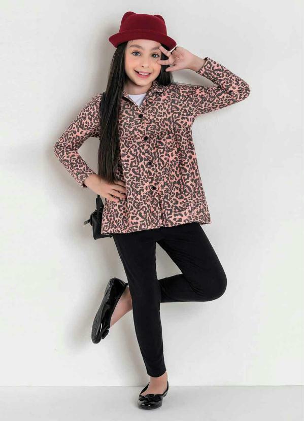 Outlet - Conjunto Sobretudo Onça e Legging Preta