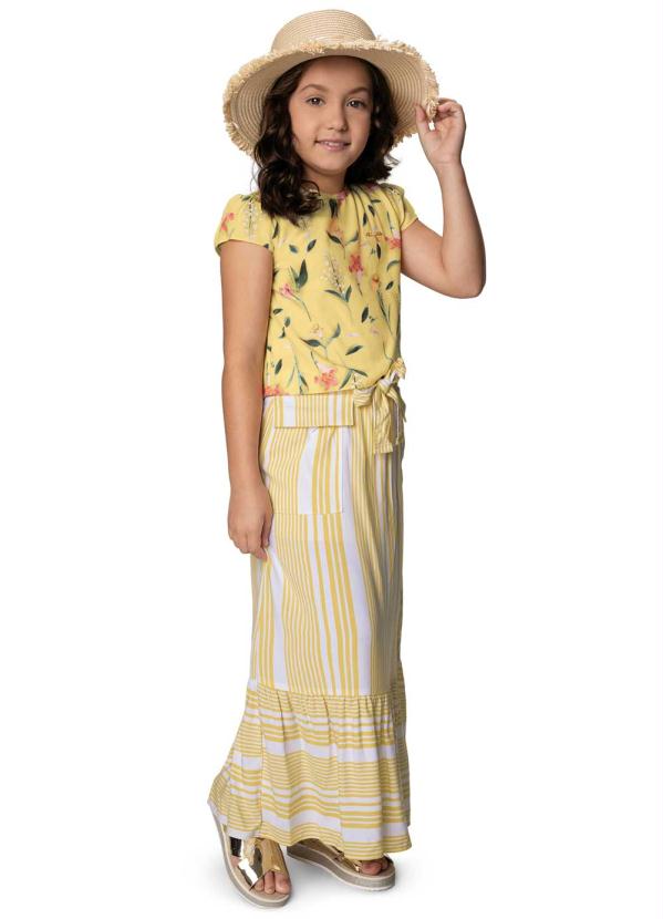 Carinhoso - Conjunto Amarelo Floral e Listrado