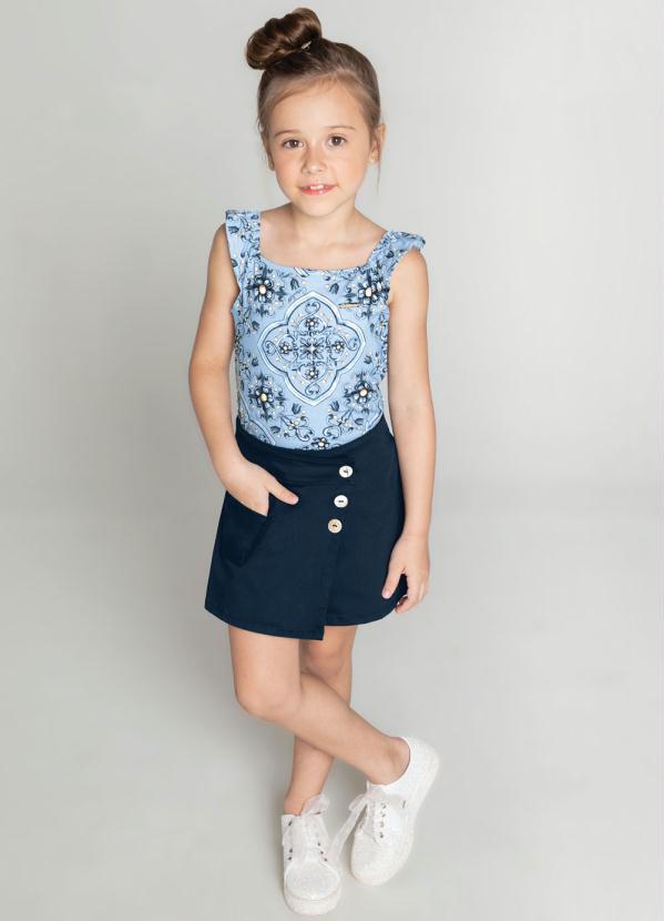 Carinhoso - Conjunto Azul Body Arabesco Menina