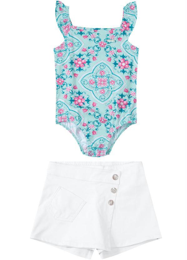 Carinhoso - Conjunto Azul Claro Body Arabesco Menina