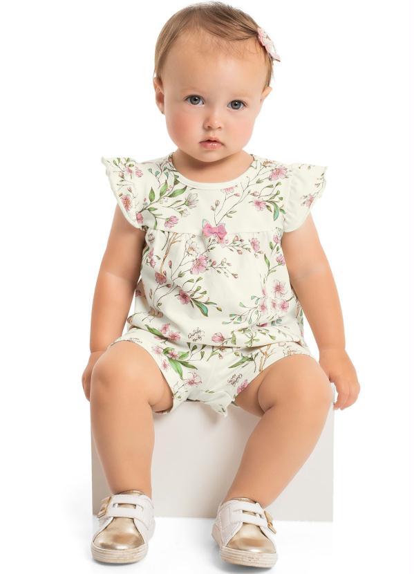 Conjunto Bata E Short Floral Beb Bege Quimby