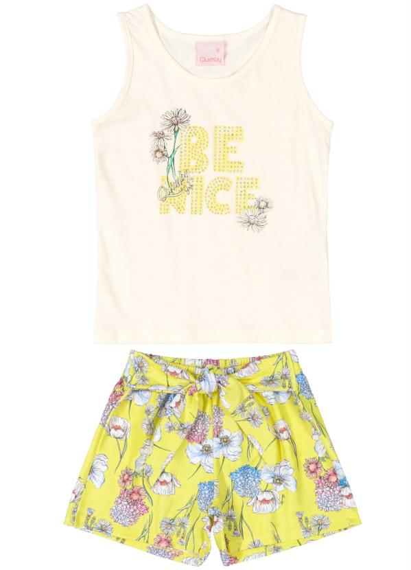 Quimby - Conjunto Be Nice Floral Amarelo