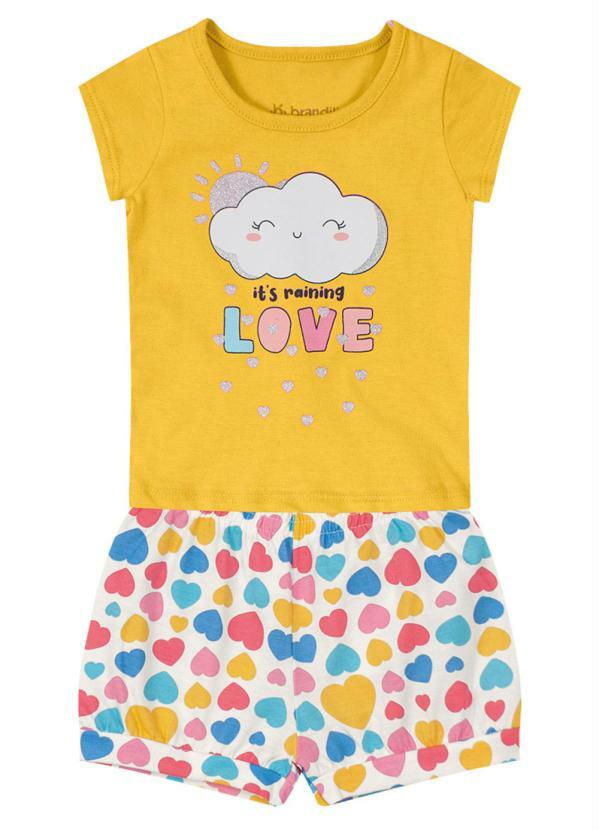 Brandili Baby - Conjunto Bebê Menina Chuva de Amor Amarelo