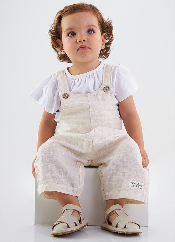 Up Baby - Conjunto Blusa e Jardineira Menina Off White 1