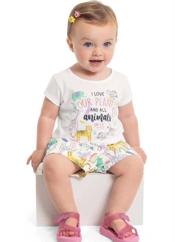 Quimby - Conjunto Blusa e Short Menina Branco