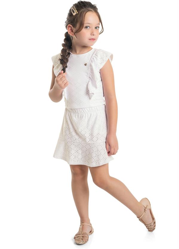Quimby - Conjunto Blusa, Saia e Short para Menina Branco