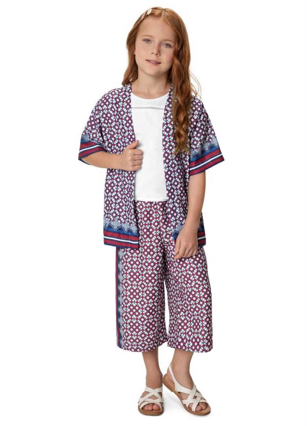 Carinhoso - Conjunto Branco Pantacourt Estampado