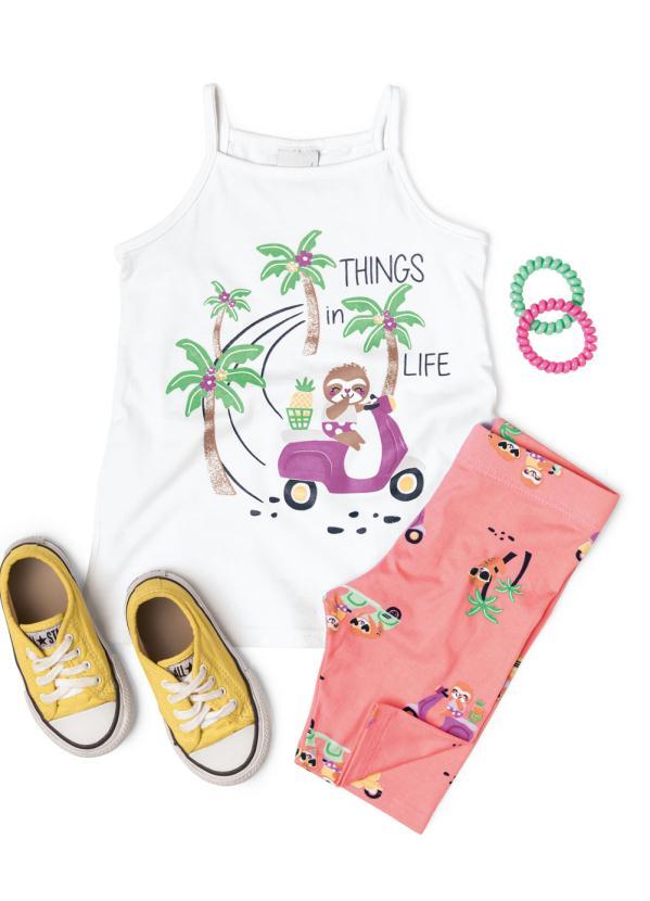 Malwee Kids - Conjunto Branco Vespa em Malha Menina