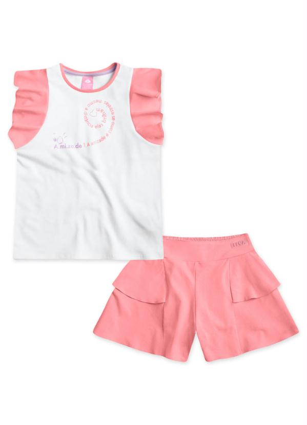 Lilica Ripilica - Conjunto Curto Infantil Feminino Branco 3