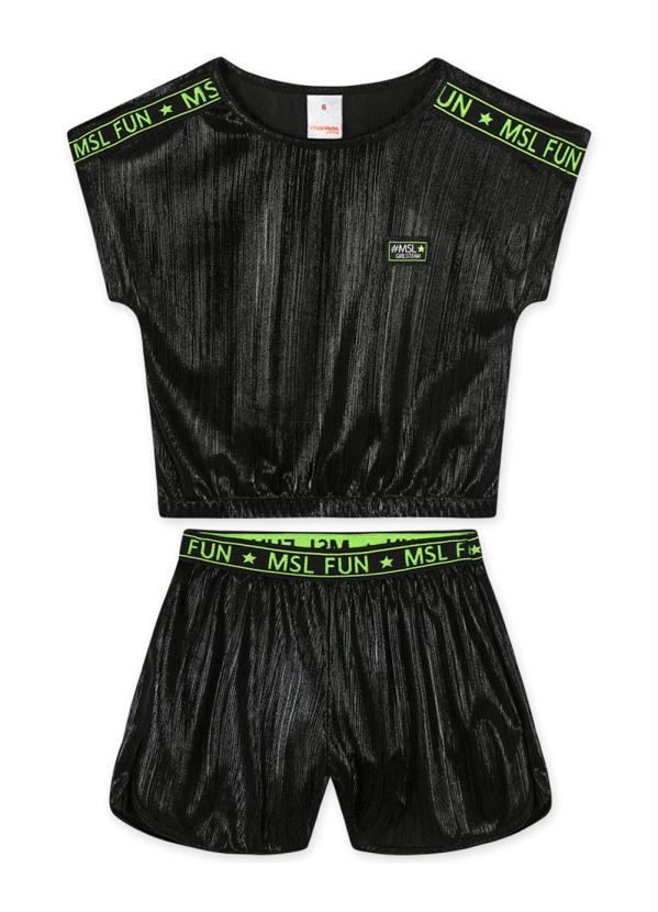 Marisol - Conjunto Curto Metalizado Feminino Preto