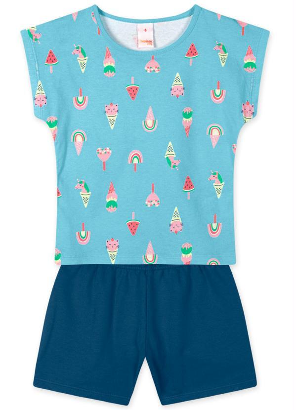 Marisol Play - Conjunto Curto Sorvetes Infantil Feminino Azul