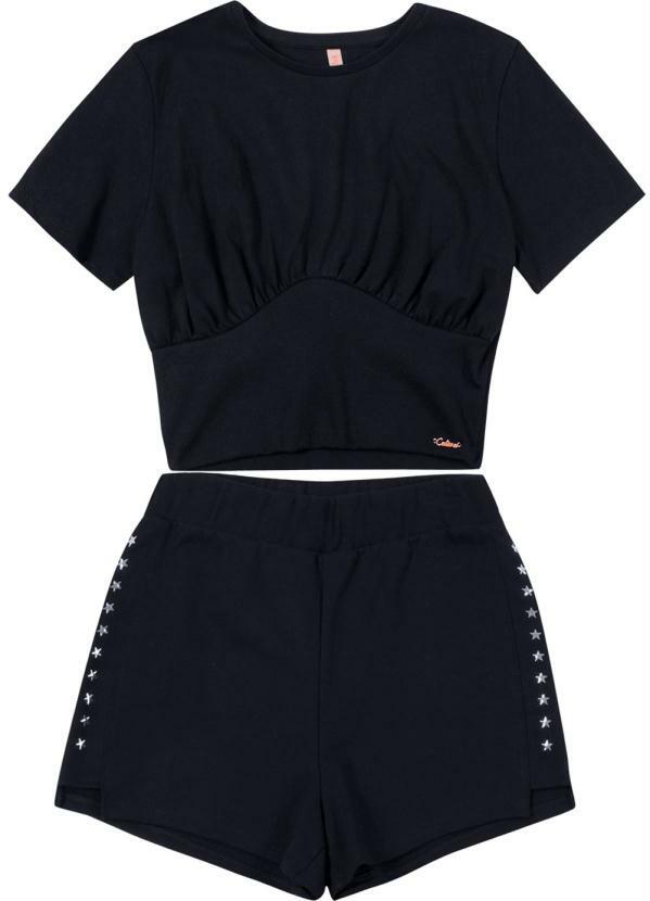 Cativa Teen - Conjunto em Meia Malha e Moletom Preto