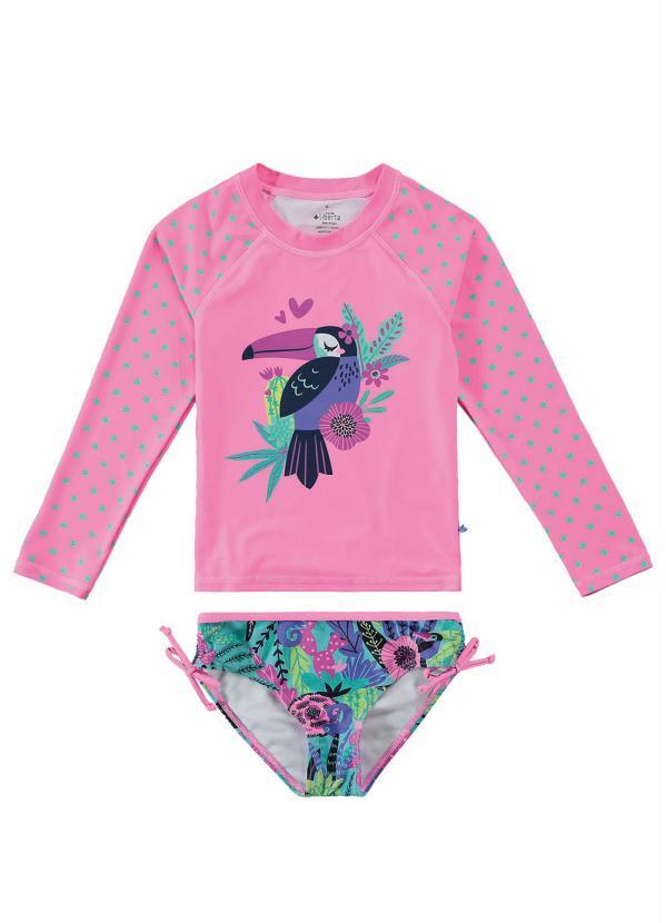 Malwee Kids - Conjunto Estampado Tucano Malha Uv Menina