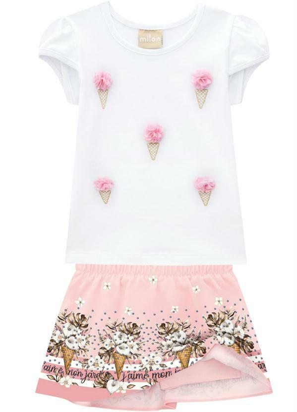 Milon - Conjunto Infantil Feminino Branco 2
