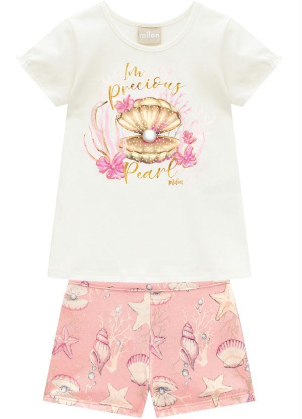 Milon - Conjunto  Infantil  Feminino  Off  White