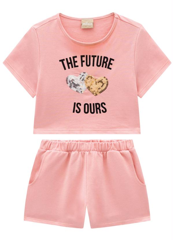 Milon - Conjunto Infantil Feminino Rosa