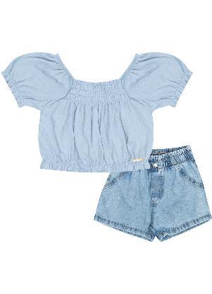 Pulla Bulla - Conjunto Malha Anarruga Azul - PULLA BULLA