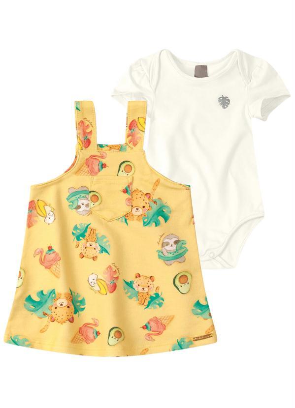 Carinhoso - Conjunto Off White Oncinha em Moletom Menina