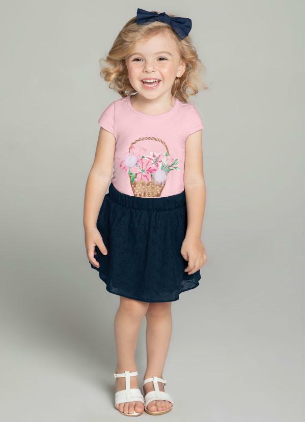Carinhoso - Conjunto Rosa Claro Flores com Glitter