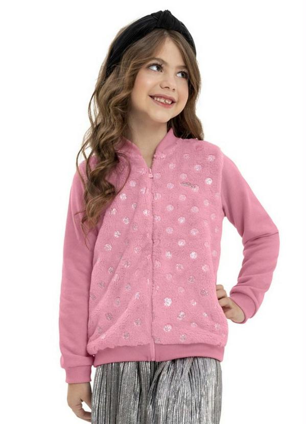 Quimby - Jaqueta Infantil em Pelo e Moletom Rosa 2