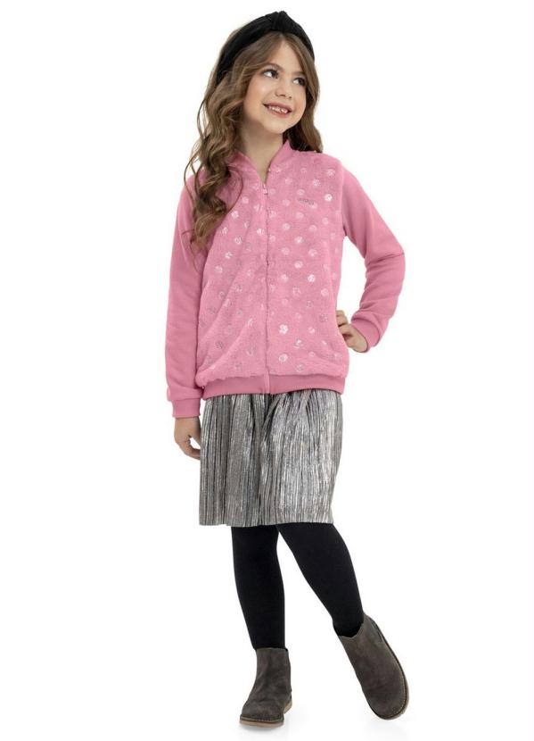 Quimby - Jaqueta Infantil em Pelo e Moletom Rosa 3