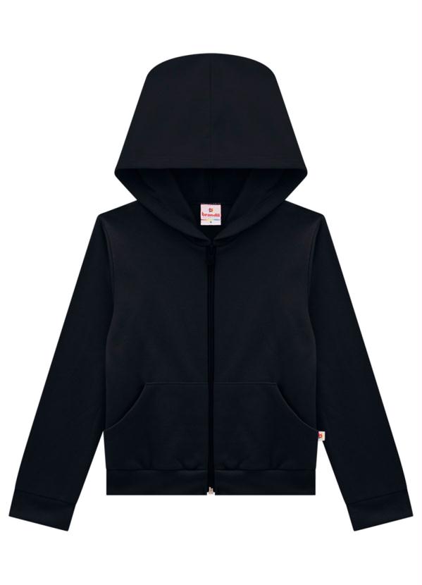 Brandili - Jaqueta Infantil Menina Moletom Preto