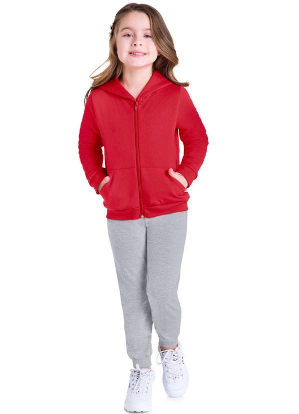 Brandili - Jaqueta Infantil Menina Moletom Vermelho 2
