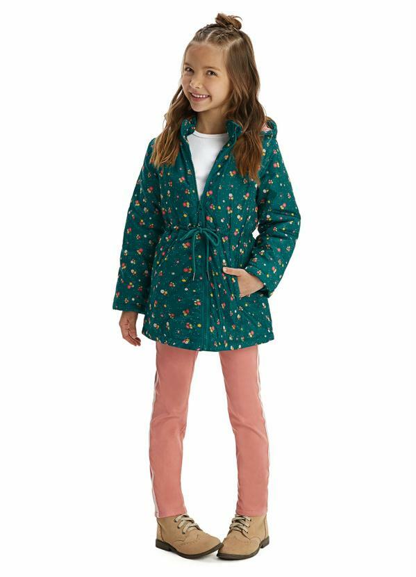 Malwee Kids - Jaqueta Verde Escuro Estampada com Amarração 2