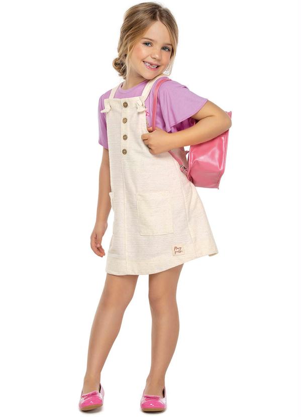 Trick Nick Salopete Menina Linho Bege