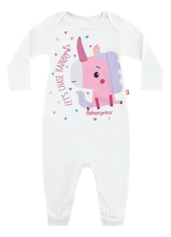 Fakini Kids - Macacão Unicórnio Fisher-Price Branco