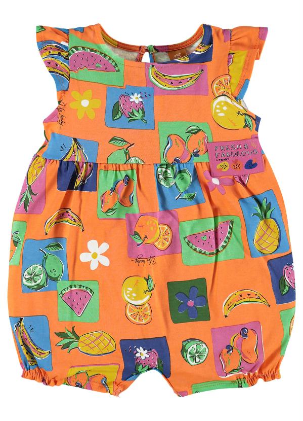 Up Baby - Banho de Sol Estampado Bebê Menina Laranja
