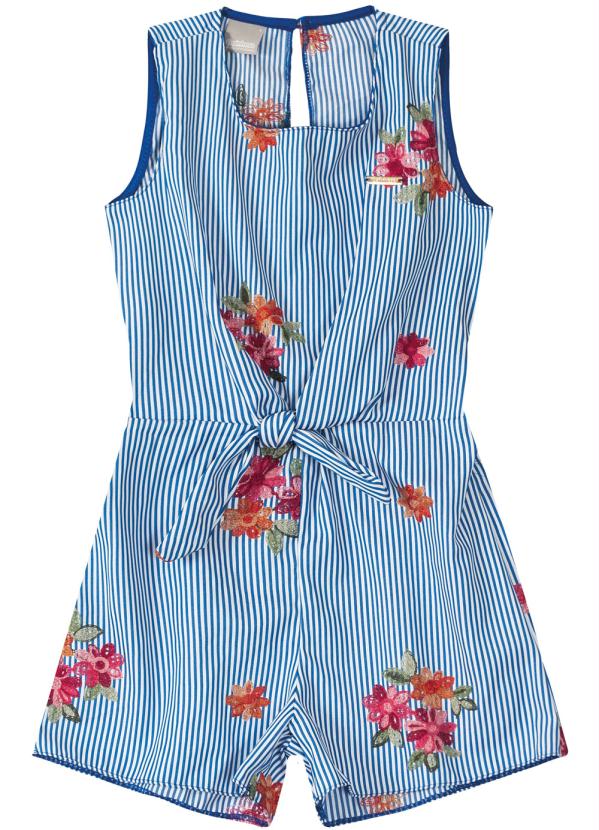 Carinhoso - Macaquinho Azul Claro Moranguinho em Laise